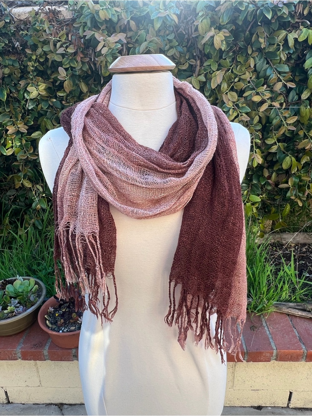 Woven Two-Tone Pink & Brown Scarf